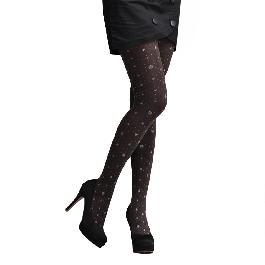 Fashion Opaque Tights, Snowflake Print, 120D